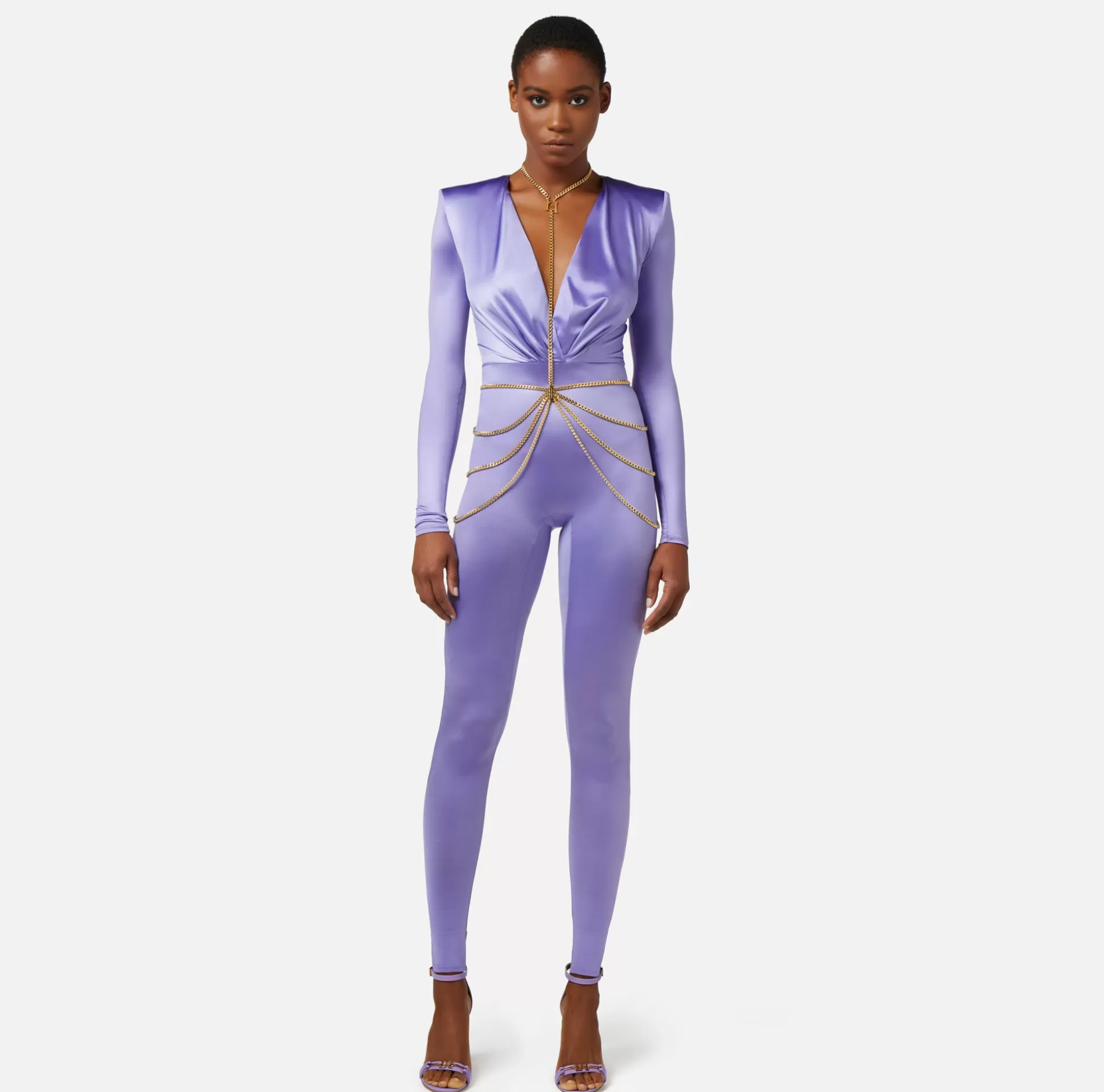 Elisabetta Franchi Tute^Tuta In Lycra Con Body Chain